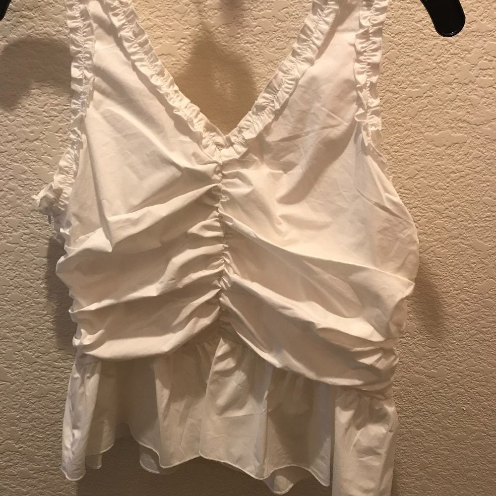 BNWT  Anthropologie  White Peplum, ruffled top